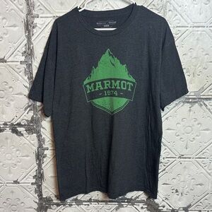 Marmot Men's Charcoal Tee with Green Graphic